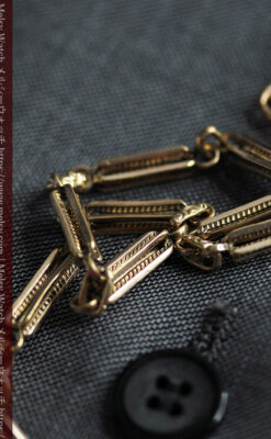 綺麗な飾りのついたアンティーク懐中時計チェーン-C0507-15