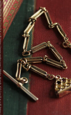 綺麗な飾りのついたアンティーク懐中時計チェーン-C0507-3