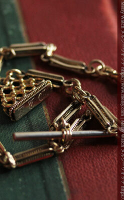 綺麗な飾りのついたアンティーク懐中時計チェーン-C0507-4