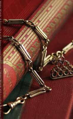 綺麗な飾りのついたアンティーク懐中時計チェーン-C0507-6