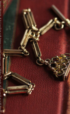 綺麗な飾りのついたアンティーク懐中時計チェーン-C0507-7