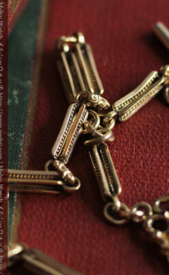 綺麗な飾りのついたアンティーク懐中時計チェーン-C0507-8