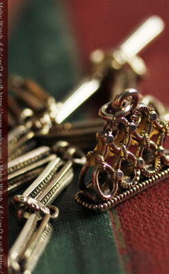 綺麗な飾りのついたアンティーク懐中時計チェーン-C0507-9