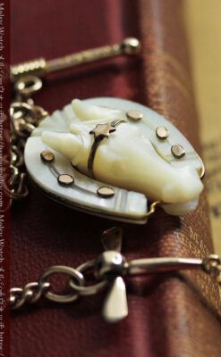 馬への愛が伝わる特別なアンティーク懐中時計チェーン-C0508-10