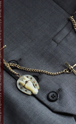 馬への愛が伝わる特別なアンティーク懐中時計チェーン-C0508-4