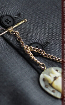 馬への愛が伝わる特別なアンティーク懐中時計チェーン-C0508-6