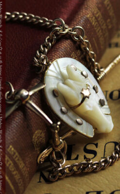 馬への愛が伝わる特別なアンティーク懐中時計チェーン-C0508-8