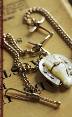 馬への愛が伝わる特別なアンティーク懐中時計チェーン-C0508-9