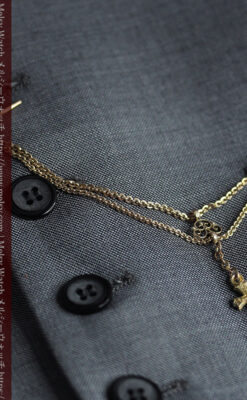 細身で短い懐中時計チェーンと小さな十字架・クロス-C0509-4