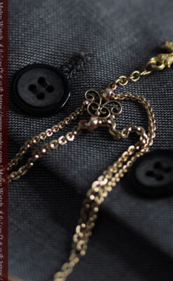 細身で短い懐中時計チェーンと小さな十字架・クロス-C0509-5