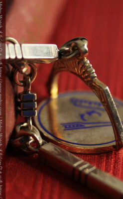 隠れフリーメイソンの回転飾り付きアンティーク懐中時計チェーン-C0510-11