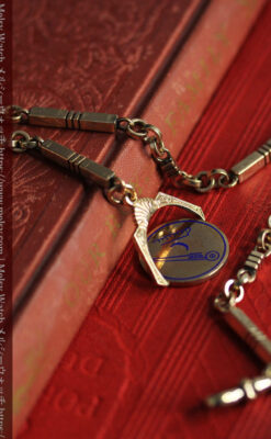 隠れフリーメイソンの回転飾り付きアンティーク懐中時計チェーン-C0510-12