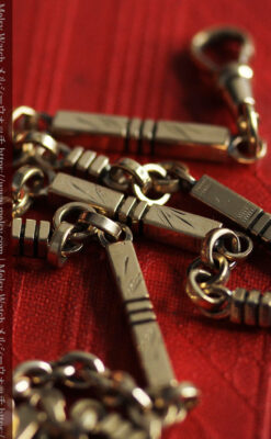 隠れフリーメイソンの回転飾り付きアンティーク懐中時計チェーン-C0510-15