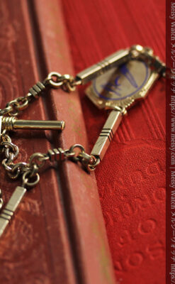 隠れフリーメイソンの回転飾り付きアンティーク懐中時計チェーン-C0510-17