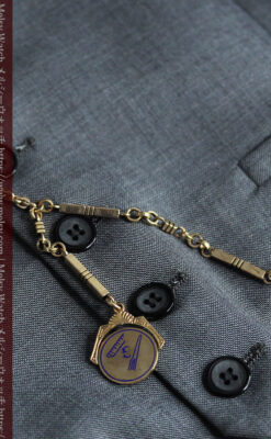 隠れフリーメイソンの回転飾り付きアンティーク懐中時計チェーン-C0510-4