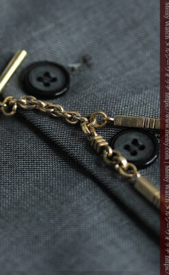 隠れフリーメイソンの回転飾り付きアンティーク懐中時計チェーン-C0510-5