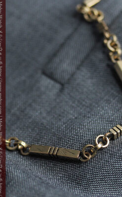 隠れフリーメイソンの回転飾り付きアンティーク懐中時計チェーン-C0510-6