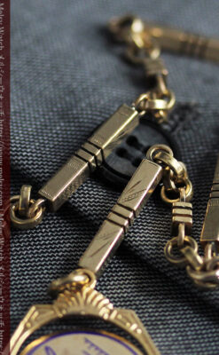 隠れフリーメイソンの回転飾り付きアンティーク懐中時計チェーン-C0510-7