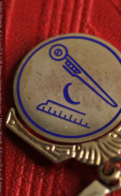 隠れフリーメイソンの回転飾り付きアンティーク懐中時計チェーン-C0510-8