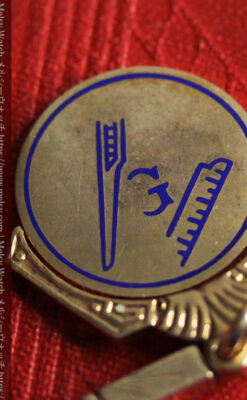 隠れフリーメイソンの回転飾り付きアンティーク懐中時計チェーン-C0510-9