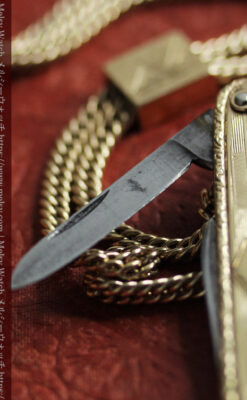 ２つ刃のナイフが付いたアンティーク懐中時計チェーン-C0511-11