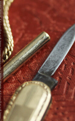 ２つ刃のナイフが付いたアンティーク懐中時計チェーン-C0511-13