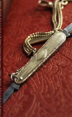 ２つ刃のナイフが付いたアンティーク懐中時計チェーン-C0511-14