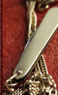 ２つ刃のナイフが付いたアンティーク懐中時計チェーン-C0511-15