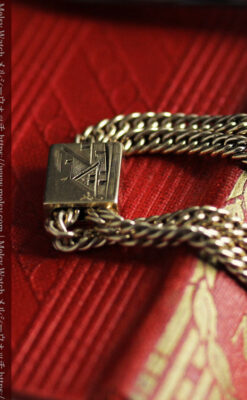 ２つ刃のナイフが付いたアンティーク懐中時計チェーン-C0511-16