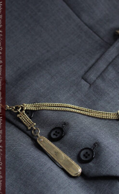 ２つ刃のナイフが付いたアンティーク懐中時計チェーン-C0511-3