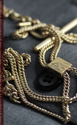 ２つ刃のナイフが付いたアンティーク懐中時計チェーン-C0511-4