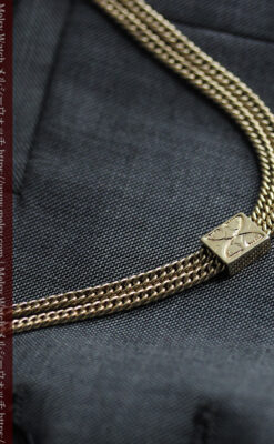 ２つ刃のナイフが付いたアンティーク懐中時計チェーン-C0511-7