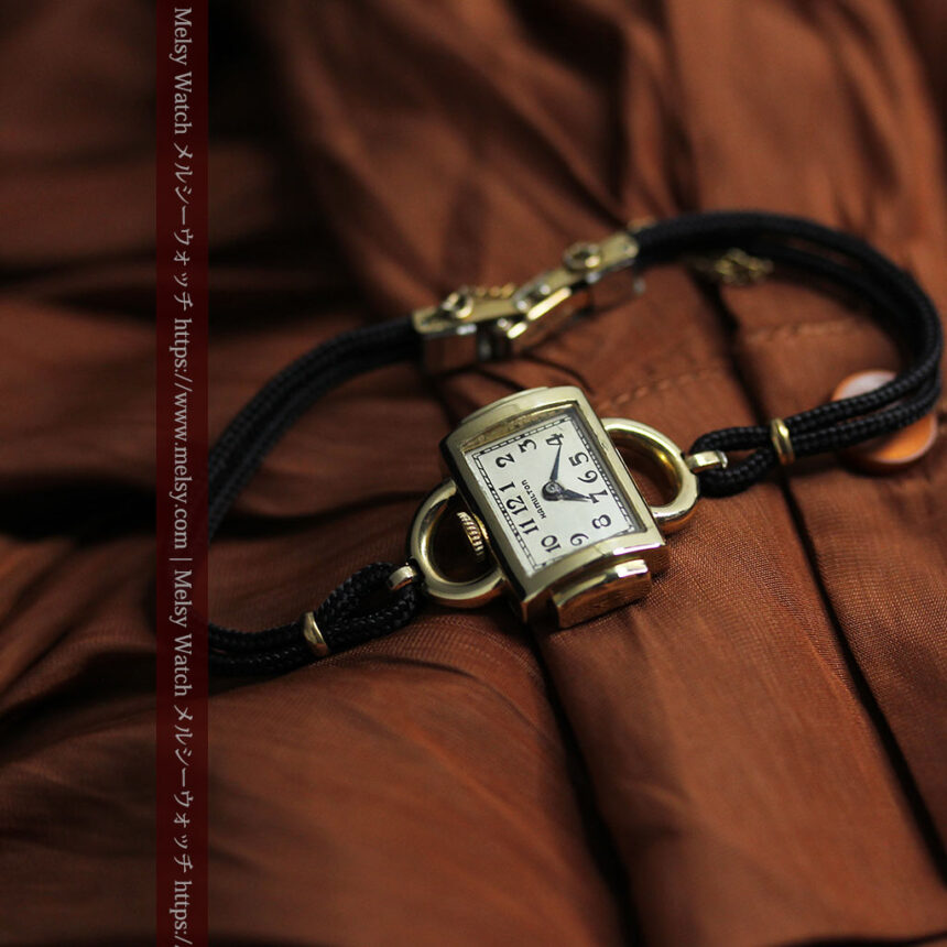お洒落なハミルトンの金無垢アンティーク腕時計 【1940年頃】-W1603-1