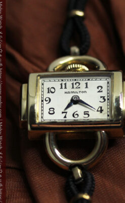 お洒落なハミルトンの金無垢アンティーク腕時計 【1940年頃】-W1603-12