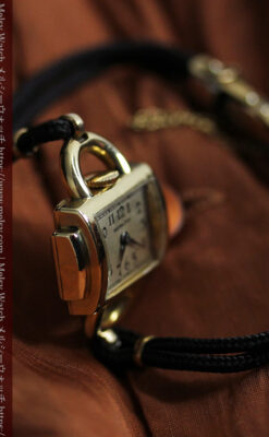 お洒落なハミルトンの金無垢アンティーク腕時計 【1940年頃】-W1603-14