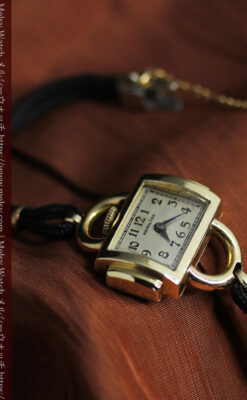 お洒落なハミルトンの金無垢アンティーク腕時計 【1940年頃】-W1603-2