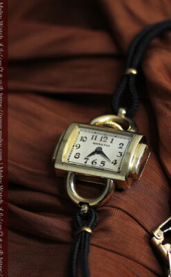 お洒落なハミルトンの金無垢アンティーク腕時計 【1940年頃】-W1603-6