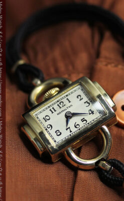 お洒落なハミルトンの金無垢アンティーク腕時計 【1940年頃】-W1603-7