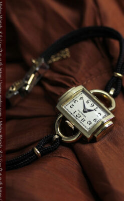 お洒落なハミルトンの金無垢アンティーク腕時計 【1940年頃】-W1603-8