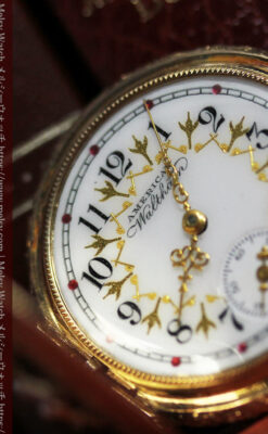 立体的な金と真珠の花 ウォルサムの金無垢アンティーク懐中時計 【1897年頃】-P2349-15