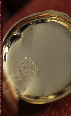 立体的な金と真珠の花 ウォルサムの金無垢アンティーク懐中時計 【1897年頃】-P2349-21