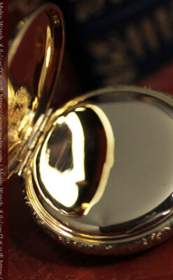 立体的な金と真珠の花 ウォルサムの金無垢アンティーク懐中時計 【1897年頃】-P2349-22