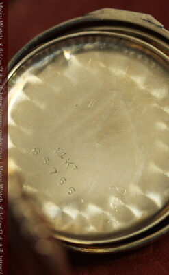 立体的な金と真珠の花 ウォルサムの金無垢アンティーク懐中時計 【1897年頃】-P2349-23