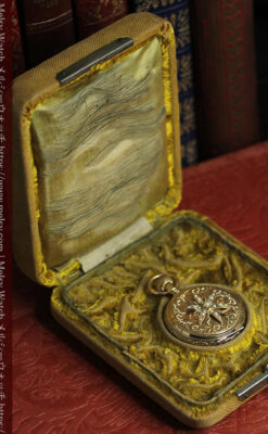 立体的な金と真珠の花 ウォルサムの金無垢アンティーク懐中時計 【1897年頃】-P2349-24