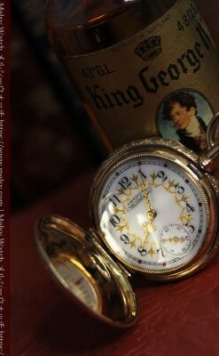 立体的な金と真珠の花 ウォルサムの金無垢アンティーク懐中時計 【1897年頃】-P2349-4