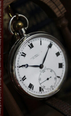 渋いローマ数字 ロレックスの銀無垢アンティーク懐中時計 【1920年頃】-P2351-1