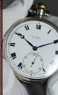 渋いローマ数字 ロレックスの銀無垢アンティーク懐中時計 【1920年頃】-P2351-12