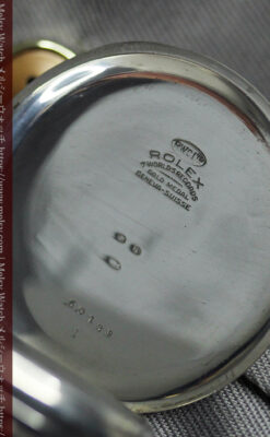 渋いローマ数字 ロレックスの銀無垢アンティーク懐中時計 【1920年頃】-P2351-15