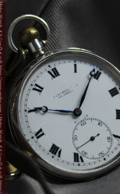 渋いローマ数字 ロレックスの銀無垢アンティーク懐中時計 【1920年頃】-P2351-2