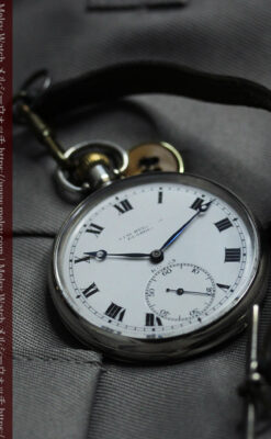 渋いローマ数字 ロレックスの銀無垢アンティーク懐中時計 【1920年頃】-P2351-5